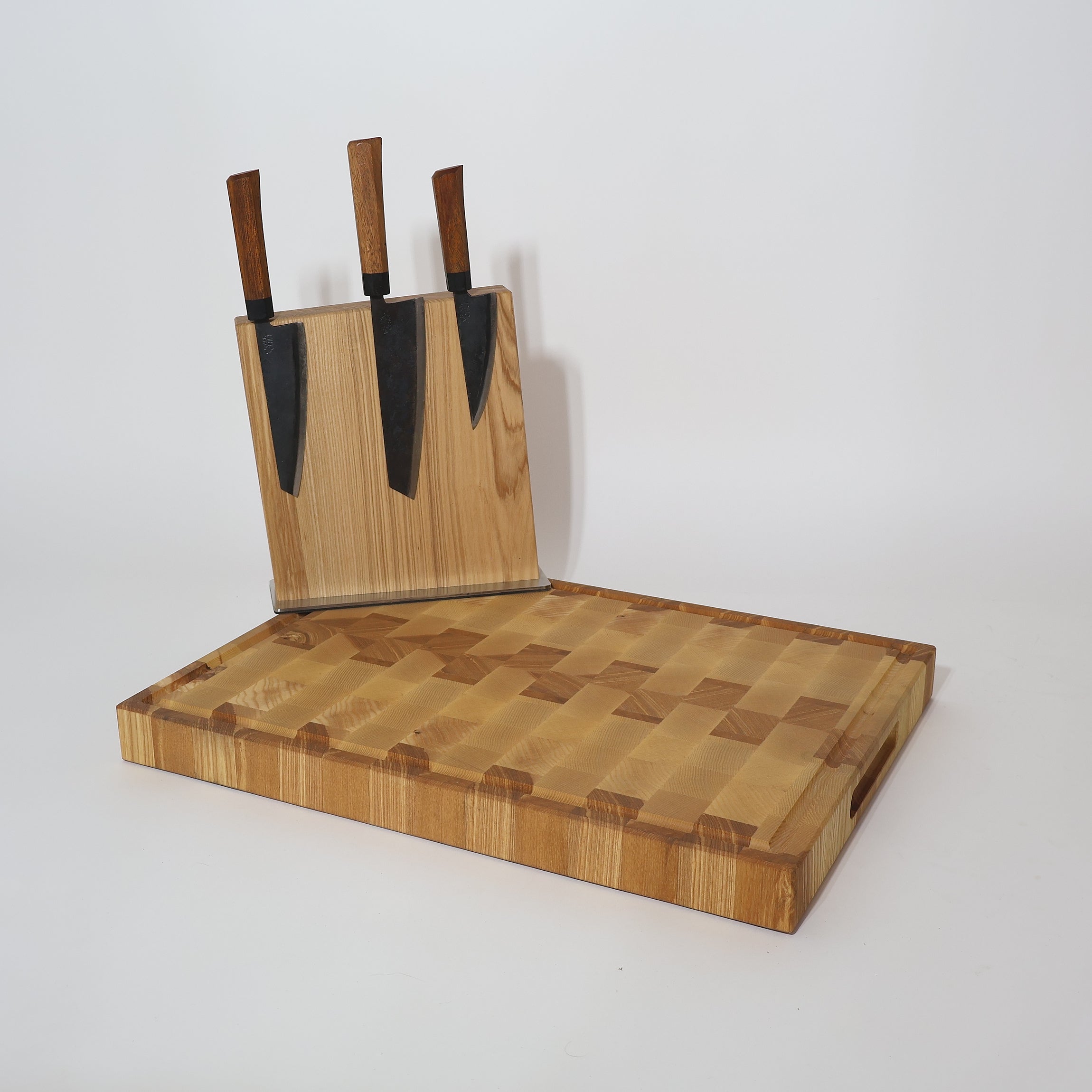 Eschenholz Stirnholz Schneidebrett Set Bergbalance